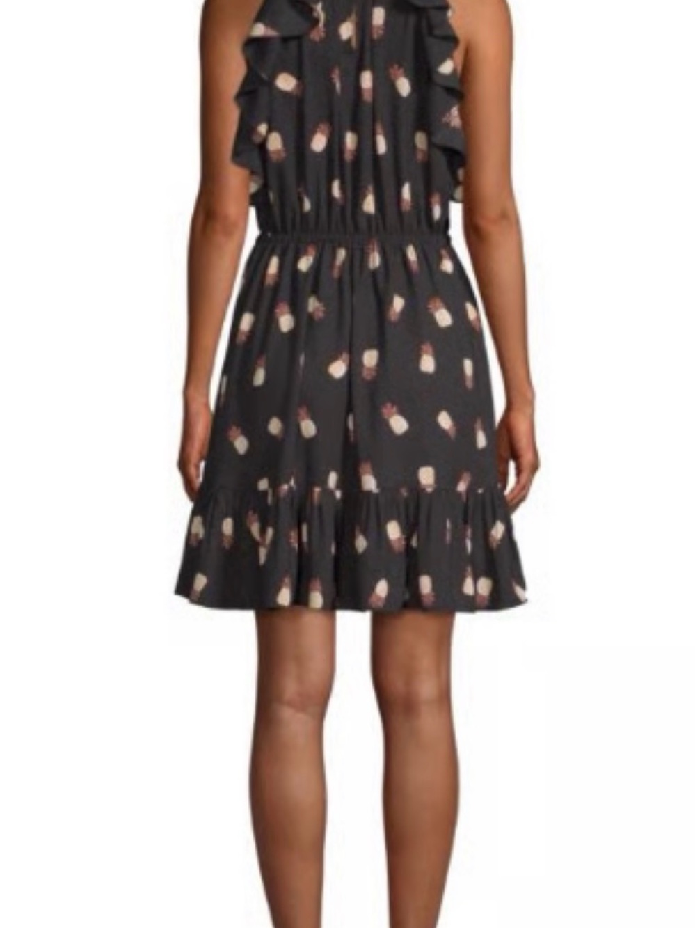 kate spade Black Pineapple-Print Maxi Dress with Ruffle Sleeves - Picture 4 of 8
